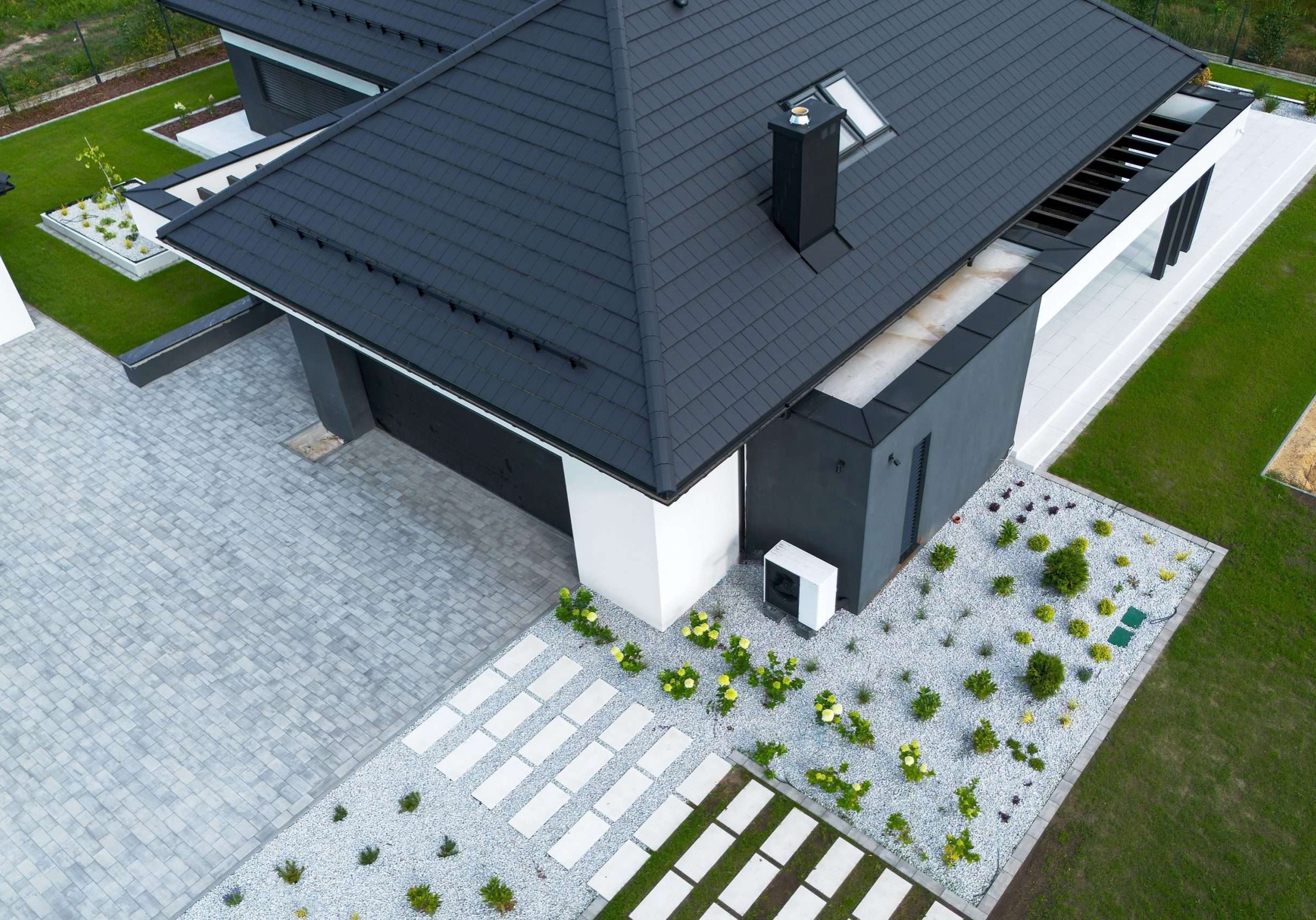 Building wooden cottage in rural setting