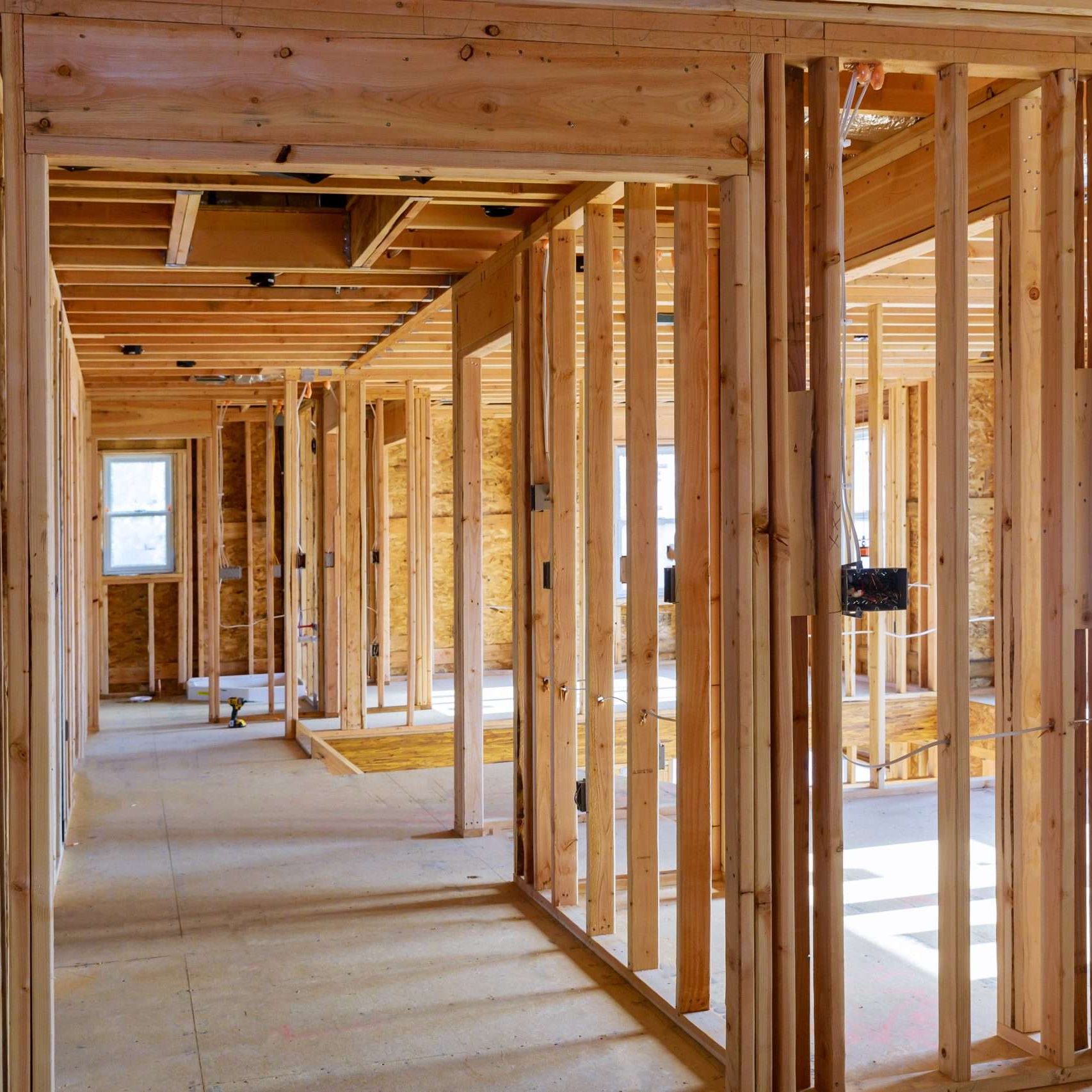 Framing home unfinished wood building or a house under construction